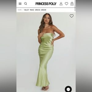 Princess Polly Haley Maxi Dress in light green. Size 4